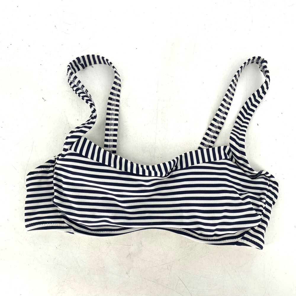 Athleta Ribbed Striped Bikini Top Square Neck Swim Women's Size 32 B/C